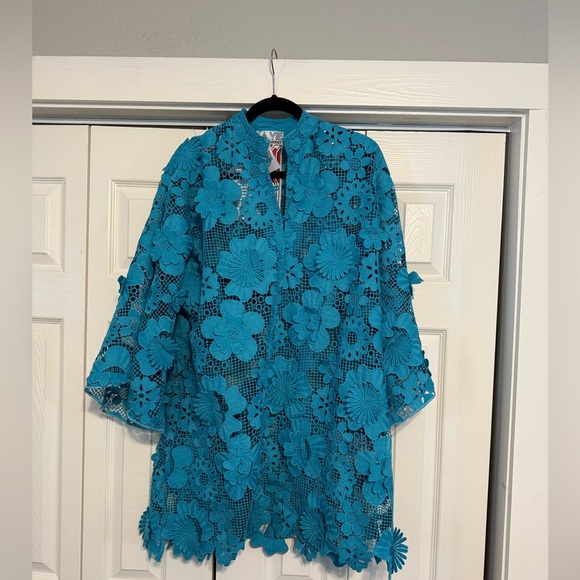 Brand New La Vie Style House ‘60s Floral Lace Mini Caftan - One Size - Picture 8 of 9